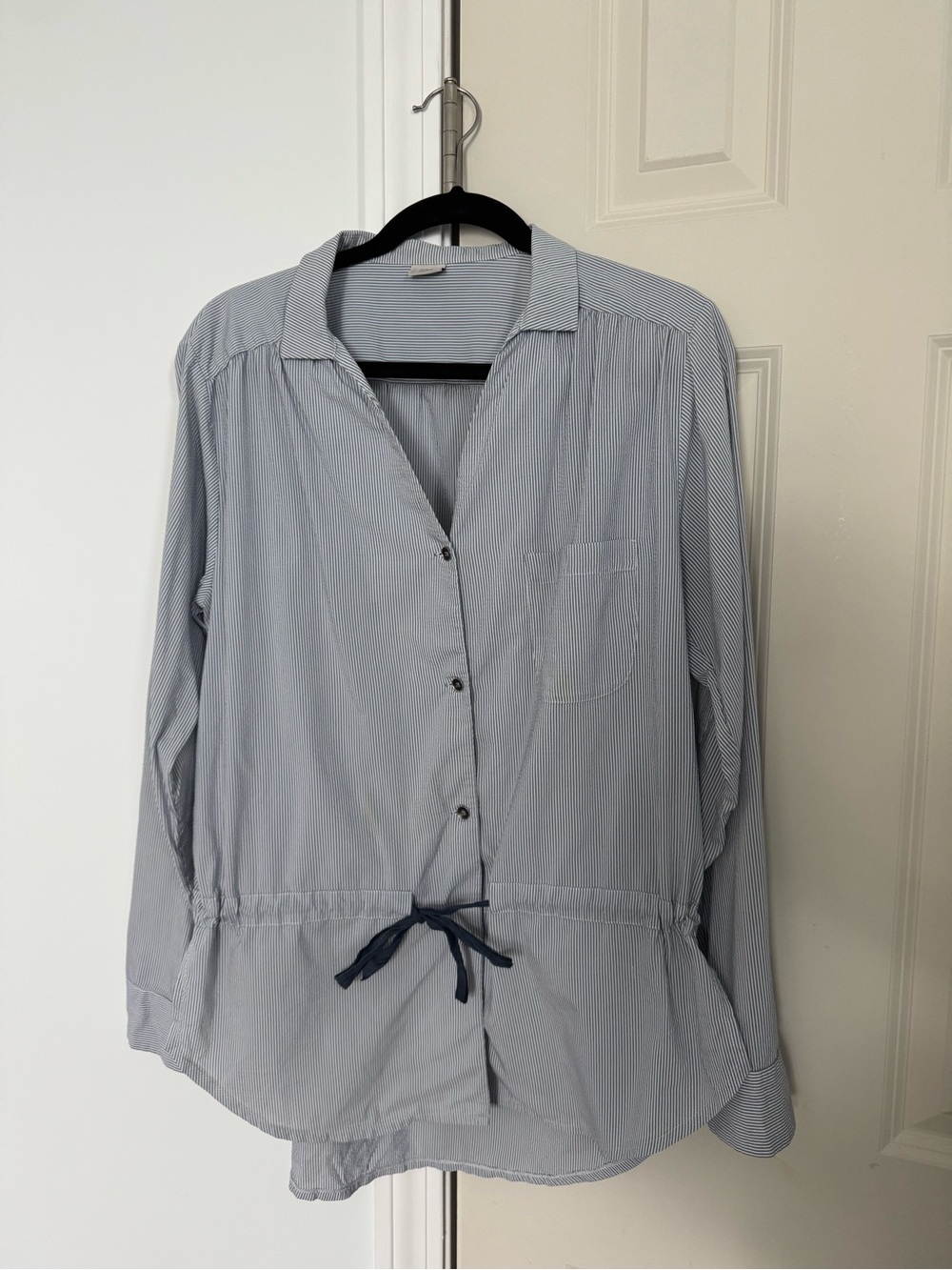 Crea Concept Light Blue Pinstripe Drawstring Shirt W European 42 (US Large)
